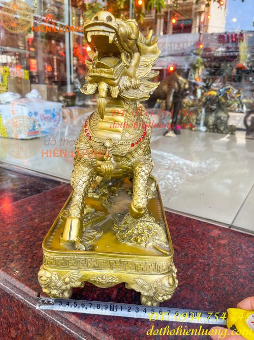 Đôi Kỳ Lân Long Mã Bệ Vuông Bằng Đồng Phong Thủy Cỡ Đại