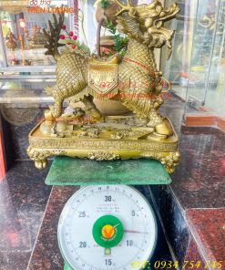 Đôi Kỳ Lân Long Mã Bệ Vuông Bằng Đồng Phong Thủy Cỡ Đại