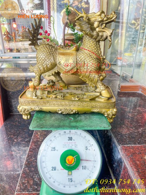 Đôi Kỳ Lân Long Mã Bệ Vuông Bằng Đồng Phong Thủy Cỡ Đại