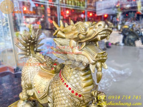 Đôi Kỳ Lân Long Mã Bệ Vuông Bằng Đồng Phong Thủy Cỡ Đại