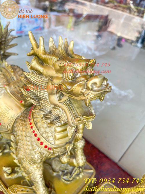 Đôi Kỳ Lân Long Mã Bệ Vuông Bằng Đồng Phong Thủy Cỡ Đại