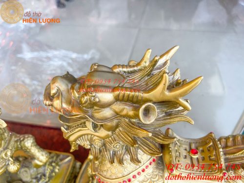Đôi Kỳ Lân Long Mã Bệ Vuông Bằng Đồng Phong Thủy Cỡ Đại