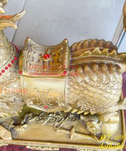 Đôi Kỳ Lân Long Mã Bệ Vuông Bằng Đồng Phong Thủy Cỡ Đại