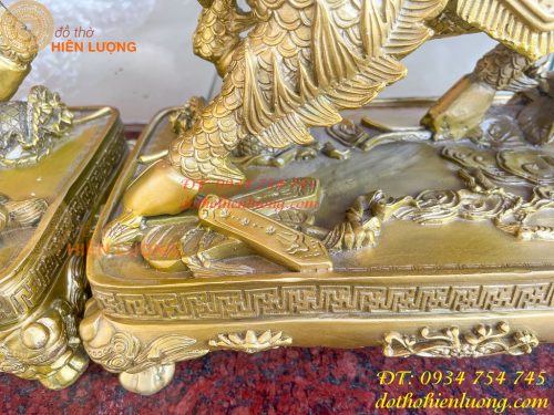 Đôi Kỳ Lân Long Mã Bệ Vuông Bằng Đồng Phong Thủy Cỡ Đại