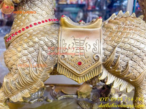 Đôi Kỳ Lân Long Mã Bệ Vuông Bằng Đồng Phong Thủy Cỡ Đại