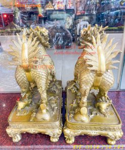 Đôi Kỳ Lân Long Mã Bệ Vuông Bằng Đồng Phong Thủy Cỡ Đại