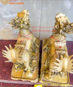 Đôi Kỳ Lân Long Mã Bệ Vuông Bằng Đồng Phong Thủy Cỡ Đại