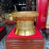 Quả Trống Đồng Đỏ 50cm Dát Vàng Kèm Đế Gỗ