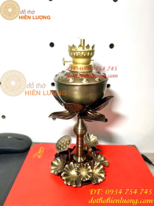 Đèn Dầu Hoa Sen Thờ Cúng Bằng Đồng