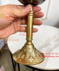 Đèn Dầu Bằng Đồng Cao 37cm Gò Tay Thủ Công