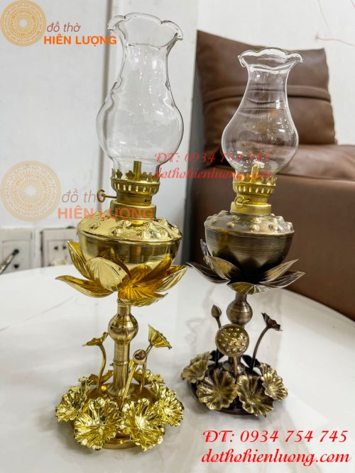 Đèn Dầu Hoa Sen Thờ Cúng Bằng Đồng