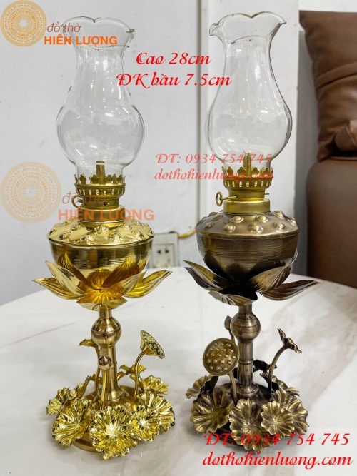 Đèn Dầu Hoa Sen Thờ Cúng Bằng Đồng
