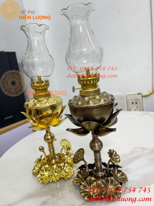 Đèn Dầu Hoa Sen Thờ Cúng Bằng Đồng