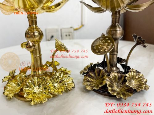 Đèn Dầu Hoa Sen Thờ Cúng Bằng Đồng
