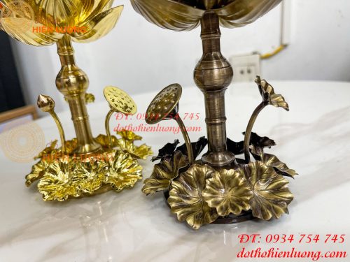 Đèn Dầu Hoa Sen Thờ Cúng Bằng Đồng