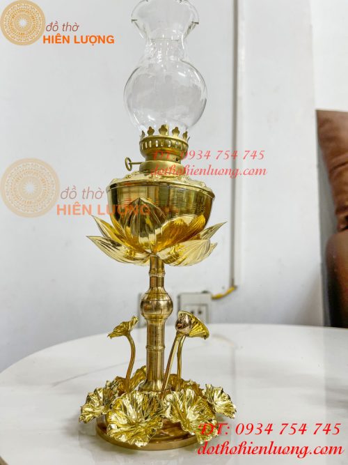 Đèn Dầu Hoa Sen Thờ Cúng Bằng Đồng