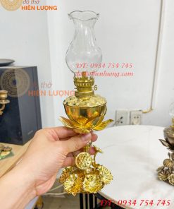 Đèn Dầu Hoa Sen Thờ Cúng Bằng Đồng