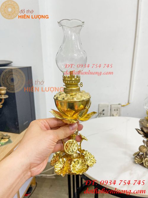 Đèn Dầu Hoa Sen Thờ Cúng Bằng Đồng