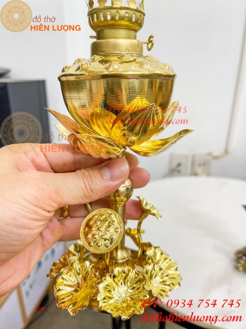 Đèn Dầu Hoa Sen Thờ Cúng Bằng Đồng