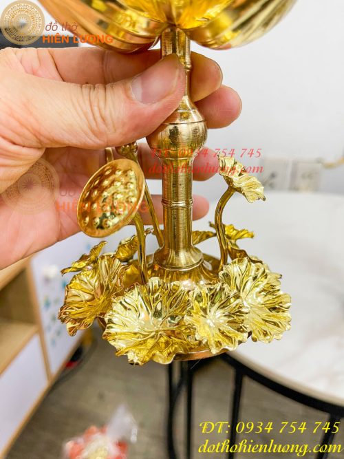 Đèn Dầu Hoa Sen Thờ Cúng Bằng Đồng