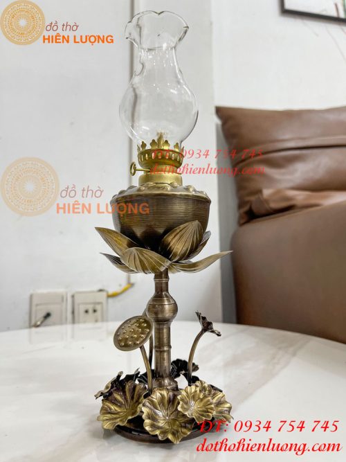 Đèn Dầu Hoa Sen Thờ Cúng Bằng Đồng