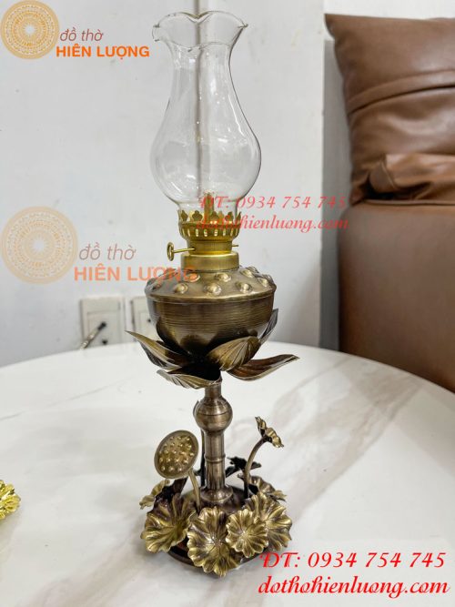 Đèn Dầu Hoa Sen Thờ Cúng Bằng Đồng