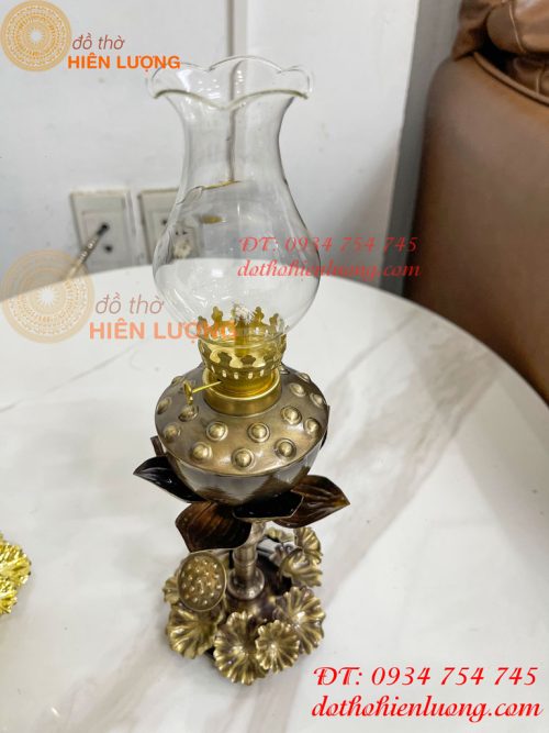 Đèn Dầu Hoa Sen Thờ Cúng Bằng Đồng