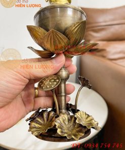 Đèn Dầu Hoa Sen Thờ Cúng Bằng Đồng