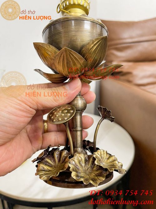 Đèn Dầu Hoa Sen Thờ Cúng Bằng Đồng