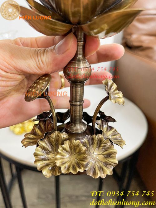 Đèn Dầu Hoa Sen Thờ Cúng Bằng Đồng