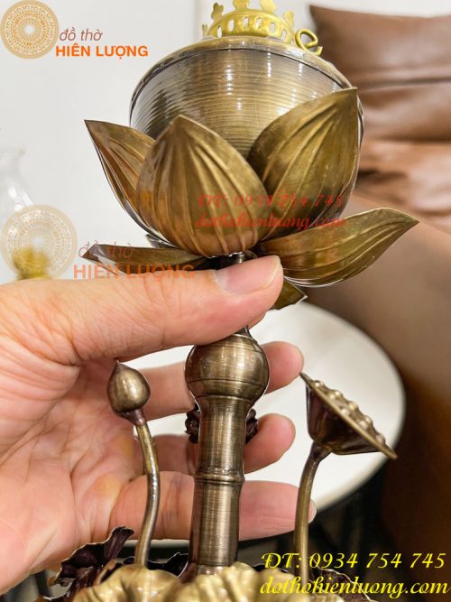 Đèn Dầu Hoa Sen Thờ Cúng Bằng Đồng