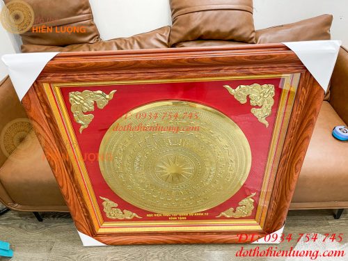 Tranh Trống Đồng 97x97cm Gò Tay Thúc Nổi Thủ Công