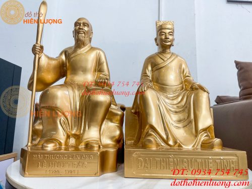 Tượng Lê Hữu Trác Và Thiền Sư Tuệ Tĩnh Bằng Đồng Đỏ Cao 42cm