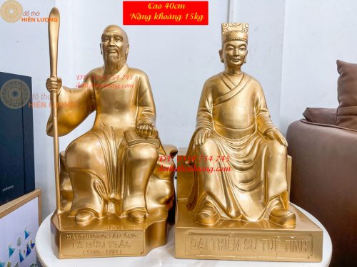 Tượng Lê Hữu Trác Và Thiền Sư Tuệ Tĩnh Bằng Đồng Đỏ Cao 42cm
