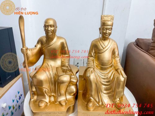 Tượng Lê Hữu Trác Và Thiền Sư Tuệ Tĩnh Bằng Đồng Đỏ Cao 42cm