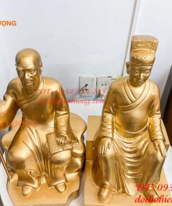 Tượng Lê Hữu Trác Và Thiền Sư Tuệ Tĩnh Bằng Đồng Đỏ Cao 42cm