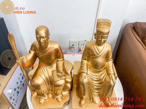 Tượng Lê Hữu Trác Và Thiền Sư Tuệ Tĩnh Bằng Đồng Đỏ Cao 42cm