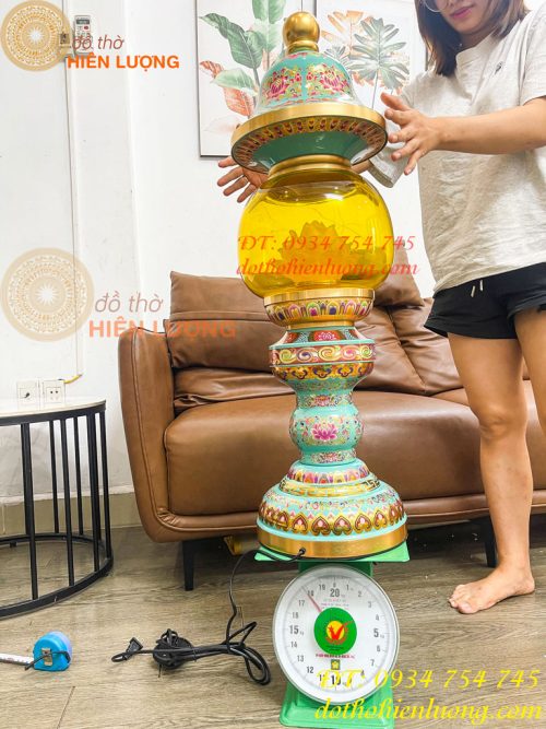 Đôi Đèn Bằng Đồng Pháp Lam Cao 95cm