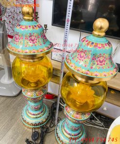 Đôi Đèn Bằng Đồng Pháp Lam Cao 95cm