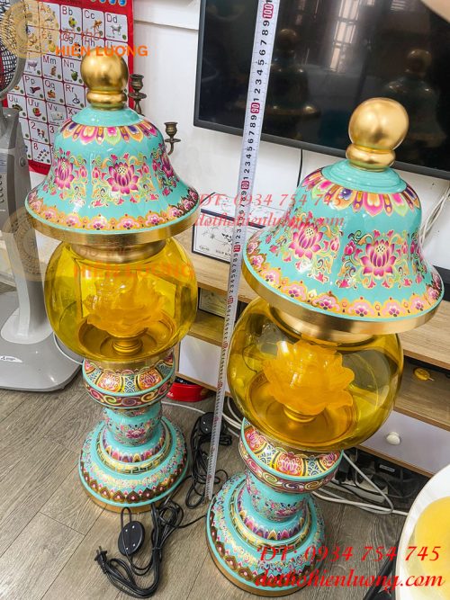 Đôi Đèn Bằng Đồng Pháp Lam Cao 95cm