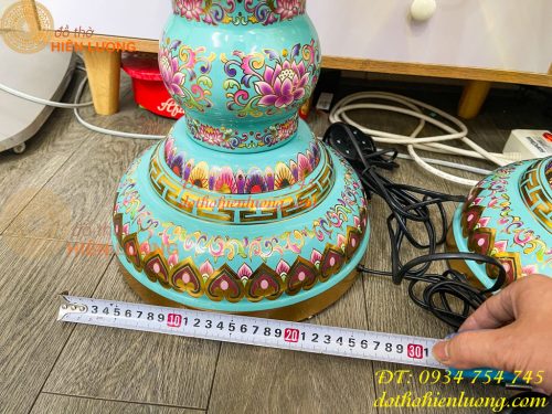 Đôi Đèn Bằng Đồng Pháp Lam Cao 95cm