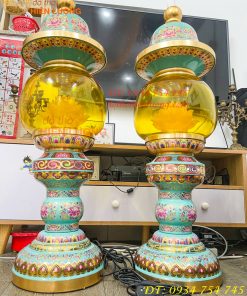 Đôi Đèn Bằng Đồng Pháp Lam Cao 95cm