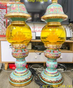 Đôi Đèn Bằng Đồng Pháp Lam Cao 95cm