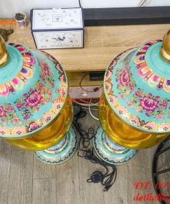 Đôi Đèn Bằng Đồng Pháp Lam Cao 95cm