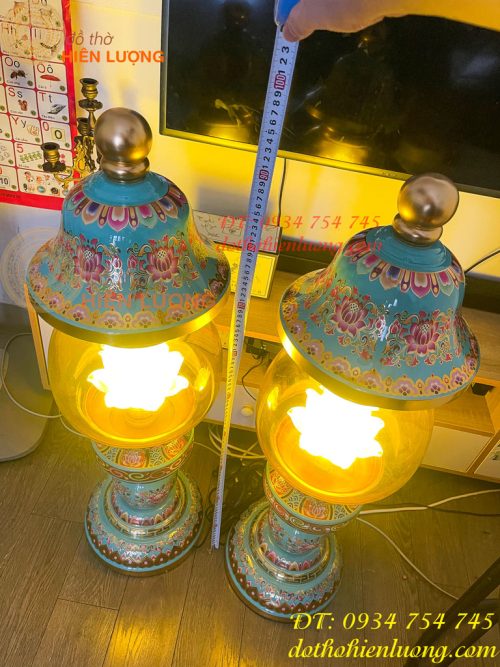 Đôi Đèn Bằng Đồng Pháp Lam Cao 95cm