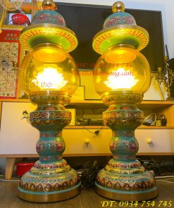 Đôi Đèn Bằng Đồng Pháp Lam Cao 95cm