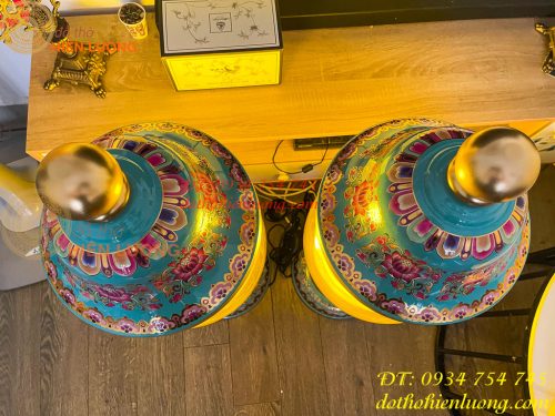 Đôi Đèn Bằng Đồng Pháp Lam Cao 95cm