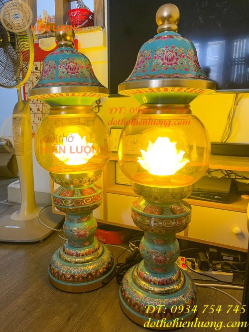 Đôi Đèn Bằng Đồng Pháp Lam Cao 95cm