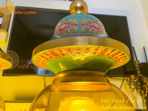 Đôi Đèn Bằng Đồng Pháp Lam Cao 95cm