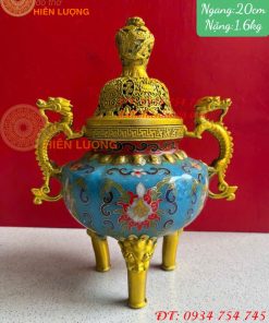 Lư Xông Trầm Bằng Đồng Pháp Lam